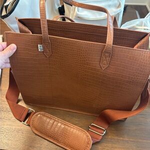 BEIS Work Tote in cognac croc.